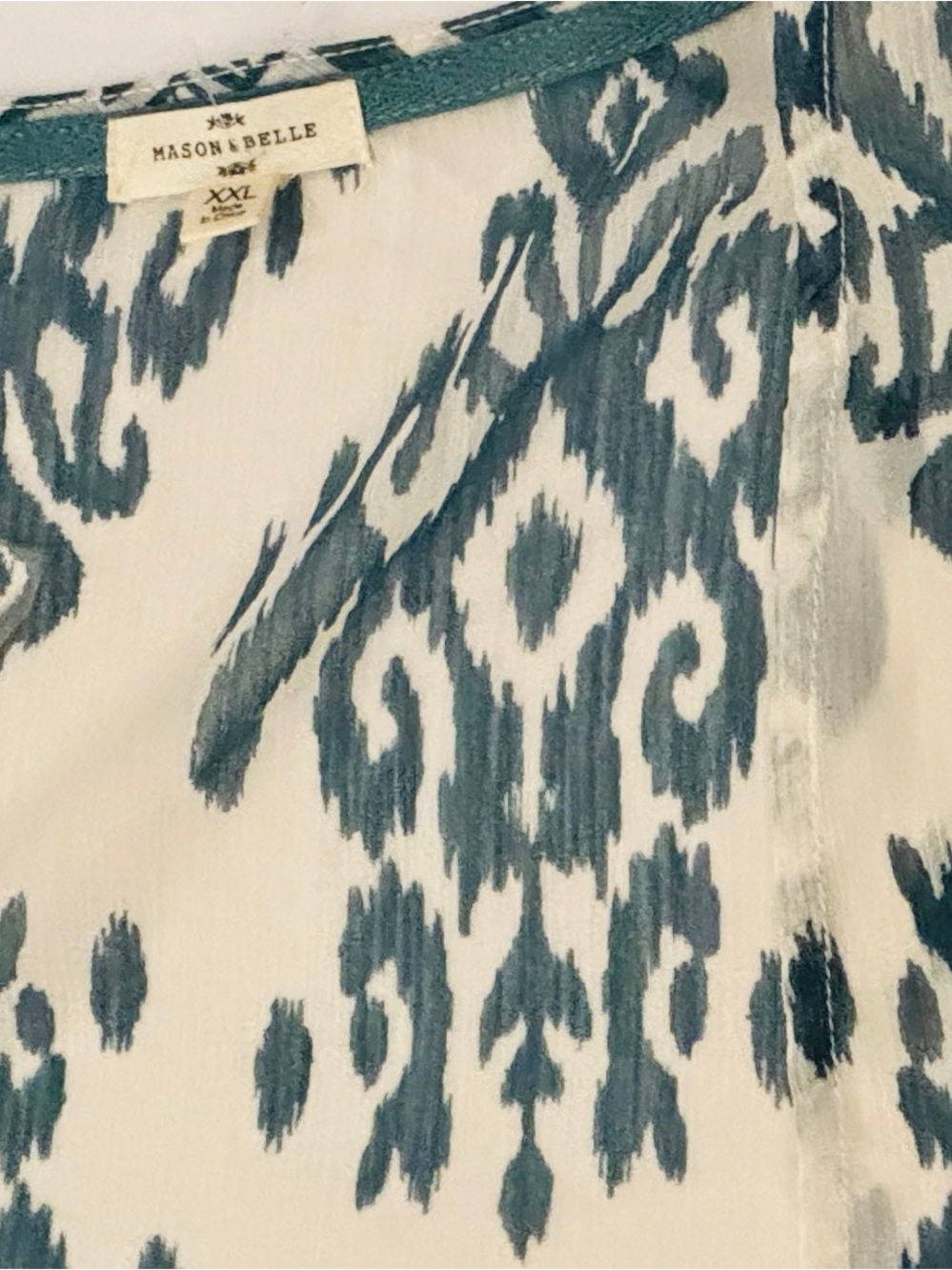 Boho Crochet Trim Kimono Cardigan - Teal & Creamee Women’s XXL or 2X Brand New - Picture 4 of 11